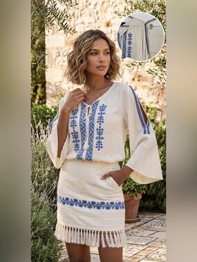 2 piece set Style & Co top and For Cynthia bottom. Skirt & oversized top. Size M